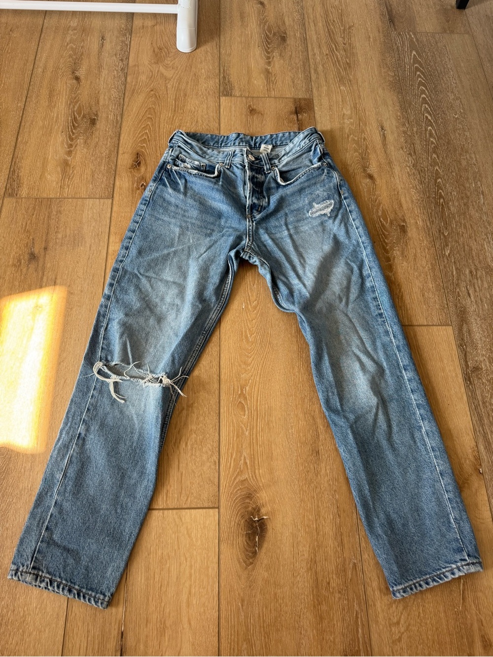 &Denim Jeans Womens 25 Boyfriend Distressed Blue Low Waist